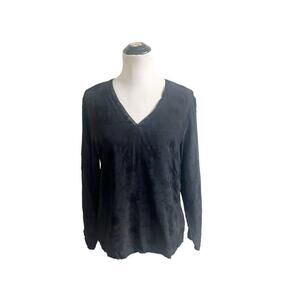 CP Shades Blouse Medium Floral Jacquard Black Long Sleeve Lagenlook City Chic